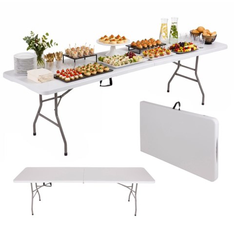 AGD SELECT STÓŁ CATERINGOWY BANKIETOWY SKŁADANY OGRODOWY 240 cm OGRODOWY BIAŁY