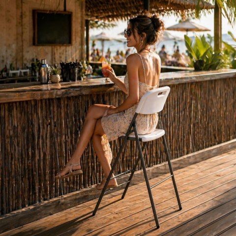 NUFORMA KRZESŁO HOKER SKŁADANE BAROWE OGRODOWE TURYSTYCZNE CATERINGOWE BIAŁE 70cm