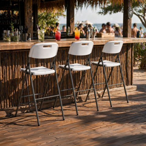 NUFORMA KRZESŁO HOKER SKŁADANE BAROWE OGRODOWE TURYSTYCZNE CATERINGOWE BIAŁE 70cm