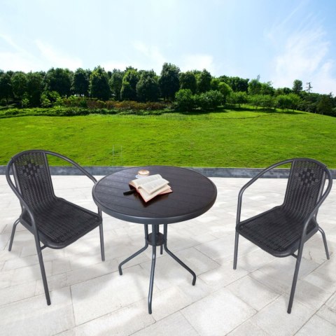 NUFORMA Komplet mebli ogrodowych stolik + 2 krzesła z technorattanu czarne