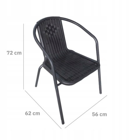 NUFORMA Komplet mebli ogrodowych stolik + 2 krzesła z technorattanu czarne