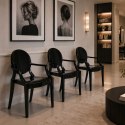 NUFORMA Krzesło LOUIS czarne połysk glamour z podłokietnikami