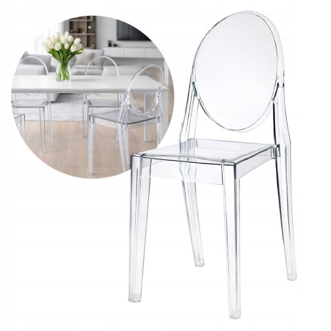 NUFORMA Krzesło LOUIS transparentne ghost chair glamour bez podłokietników
