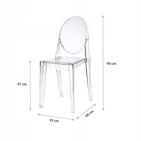 NUFORMA Krzesło LOUIS transparentne ghost chair glamour bez podłokietników