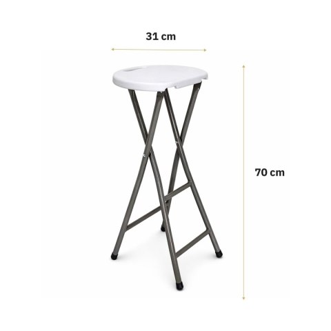 NUFORMA Krzesło cateringowe składane hoker barowe wysokie 70cm BIAŁE