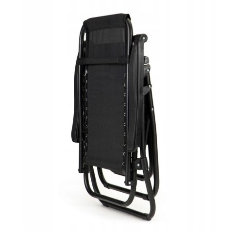 NUFORMA Leżak ogrodowy składany regulowany z zagłówkiem i stoliczkiem czarny