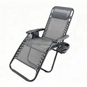 NUFORMA Leżak ogrodowy składany regulowany z zagłówkiem i stoliczkiem szary