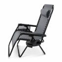 NUFORMA Leżak ogrodowy składany regulowany z zagłówkiem i stoliczkiem szary