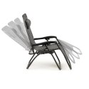 NUFORMA Leżak ogrodowy składany regulowany z zagłówkiem i stoliczkiem szary