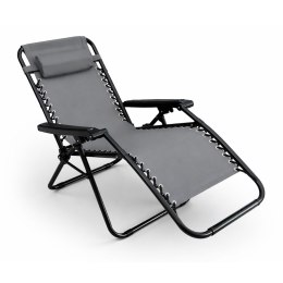 NUFORMA Leżak ogrodowy składany z zagłówkiem szary