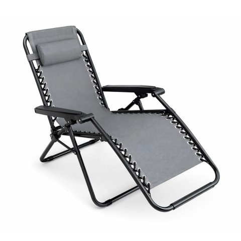 NUFORMA Leżak ogrodowy składany z zagłówkiem szary