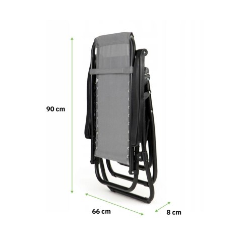 NUFORMA Leżak ogrodowy składany z zagłówkiem szary