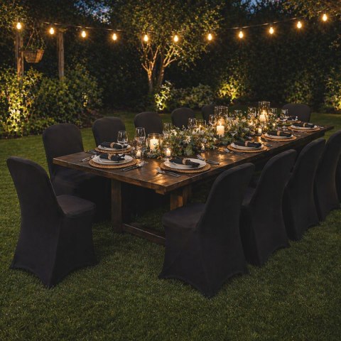 NUFORMA Pokrowiec na krzesło bankietowe czarny elastyczny, NUFORMA