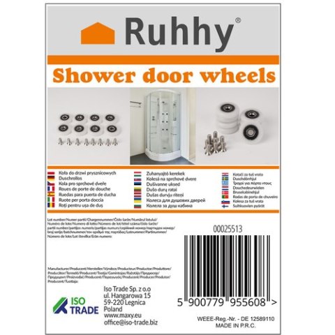 Ruhhy Kółka do kabiny prysznicowej Ruhhy 25513 Ruhhy Kółka do kabiny prysznicowej Ruhhy 25513