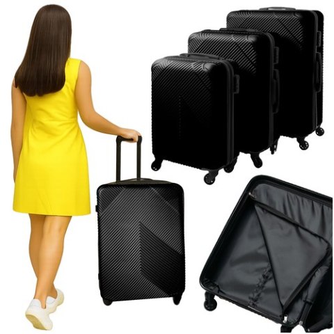 Trizand Zestaw walizek 3w1- czarne Trizand 26661 Trizand Zestaw walizek 3w1- czarne Trizand 26661