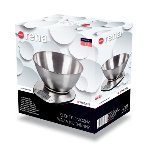 ELDOM Elektroniczna waga kuchenna z miską ELDOM WK320S stalowa