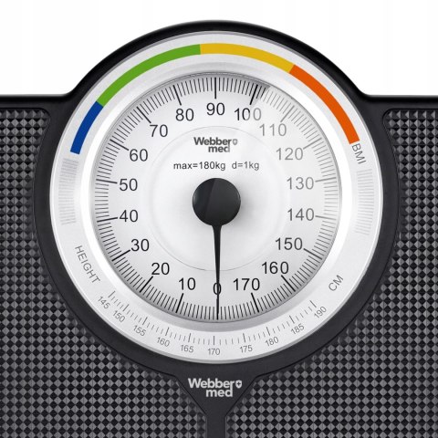 Webber Med Klasyczna Waga Łazienkowa MECHANICZNA Analogowa do 180 KG CZARNA WEBBER BMI Webber Med Klasyczna Waga Łazienkowa MECHANICZNA Analogowa do 180 KG CZARNA WEBBER BMI