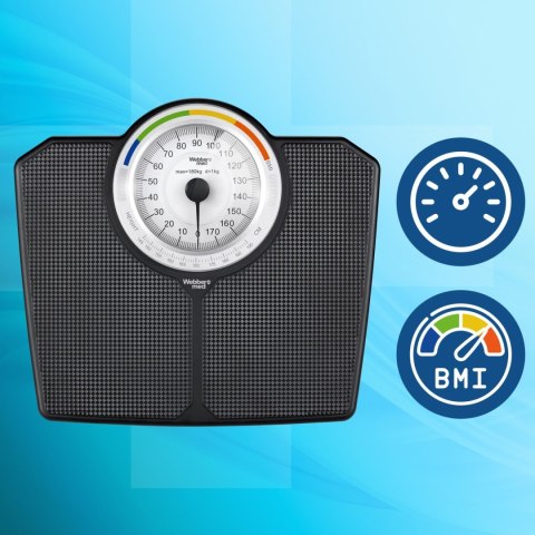Webber Med Klasyczna Waga Łazienkowa MECHANICZNA Analogowa do 180 KG CZARNA WEBBER BMI Webber Med Klasyczna Waga Łazienkowa MECHANICZNA Analogowa do 180 KG CZARNA WEBBER BMI