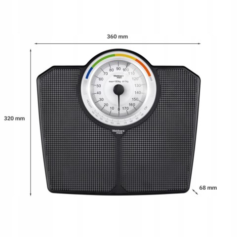 Webber Med Klasyczna Waga Łazienkowa MECHANICZNA Analogowa do 180 KG CZARNA WEBBER BMI Webber Med Klasyczna Waga Łazienkowa MECHANICZNA Analogowa do 180 KG CZARNA WEBBER BMI