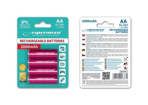 EZA104R Akumulatorki Ni-Mh AA 2000mAh 4 sztuki czerwone Esperanza EZA104R Akumulatorki Ni-Mh AA 2000mAh 4 sztuki czerwone Esperanza