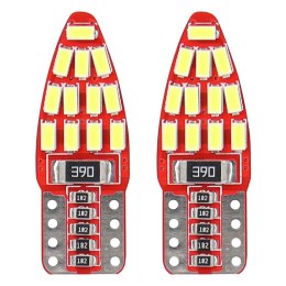 Żarówki led canbus 24smd 3014 t10e w5w boczne white 12v amio-01285