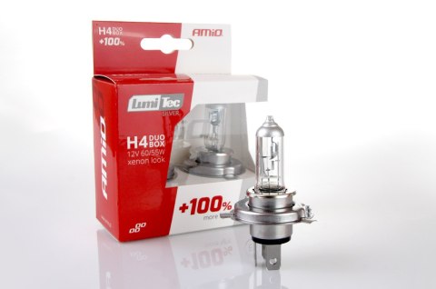 01402 Zestaw żarówek halogenowych H4 12V 60/55W LumiTec Silver +100% Duo Box 01402 Zestaw żarówek halogenowych H4 12V 60/55W LumiTec Silver +100% Duo Box