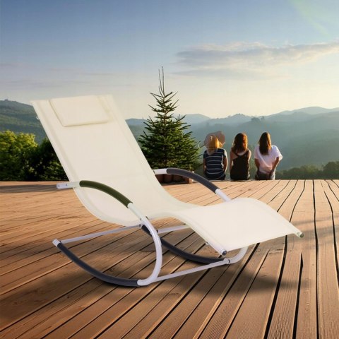 GARDENSELECT Leżak ogrodowy leżanka fotel bujany beżowy GARDENSELECT Leżak ogrodowy leżanka fotel bujany beżowy