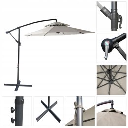 GARDENSELECT PARASOL OGRODOWY DUŻY SOLIDNY SKŁADANY 2,7 M Z WYSIĘGNIKIEM REGULACJA XXL