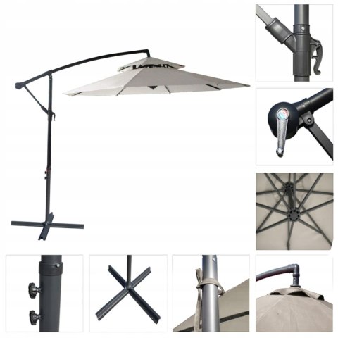 GARDENSELECT PARASOL OGRODOWY DUŻY SOLIDNY SKŁADANY 2,7 M Z WYSIĘGNIKIEM REGULACJA XXL GARDENSELECT PARASOL OGRODOWY DUŻY SOLIDNY SKŁADANY 2,7 M Z WYSIĘGNIKIEM REGULACJA XXL