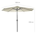 GARDENSELECT PARASOL OGRODOWY DUŻY SOLIDNY SKŁADANY 3 M Z KORBKĄ REGULACJA XL ECRU