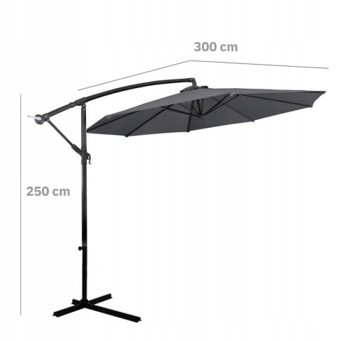 GARDENSELECT PARASOL OGRODOWY DUŻY SOLIDNY SKŁADANY SOLA SZARY GARDENSELECT PARASOL OGRODOWY DUŻY SOLIDNY SKŁADANY SOLA SZARY