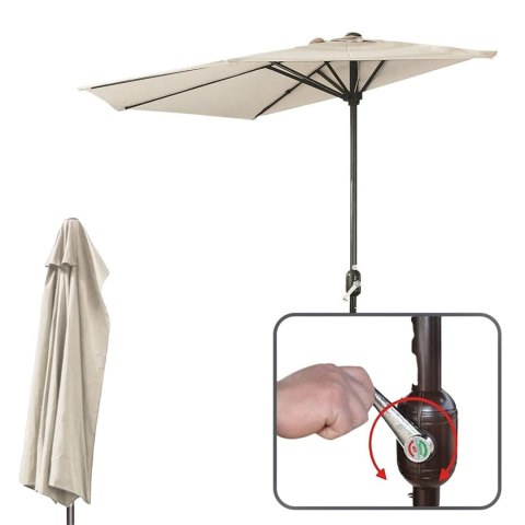 GARDENSELECT PARASOL OGRODOWY ŚCIENNY DUŻY SOLIDNY SKŁADANY 2,7 M Z KORBKĄ ECRU GARDENSELECT PARASOL OGRODOWY ŚCIENNY DUŻY SOLIDNY SKŁADANY 2,7 M Z KORBKĄ ECRU