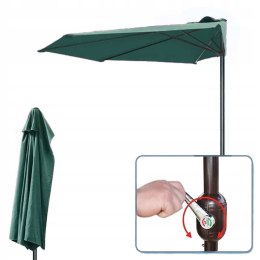 GARDENSELECT PARASOL OGRODOWY ŚCIENNY DUŻY SOLIDNY SKŁADANY 2,7 M Z KORBKĄ ZIELONY
