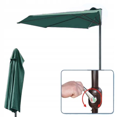 GARDENSELECT PARASOL OGRODOWY ŚCIENNY DUŻY SOLIDNY SKŁADANY 2,7 M Z KORBKĄ ZIELONY GARDENSELECT PARASOL OGRODOWY ŚCIENNY DUŻY SOLIDNY SKŁADANY 2,7 M Z KORBKĄ ZIELONY