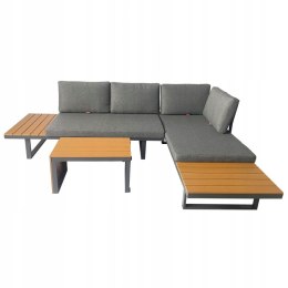 GARDENSELECT ZESTAW MEBLI OGRODOWYCH narożnik sofa stolik LEKKI komplet gród ALUMINIUM
