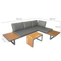 GARDENSELECT ZESTAW MEBLI OGRODOWYCH narożnik sofa stolik LEKKI komplet gród ALUMINIUM