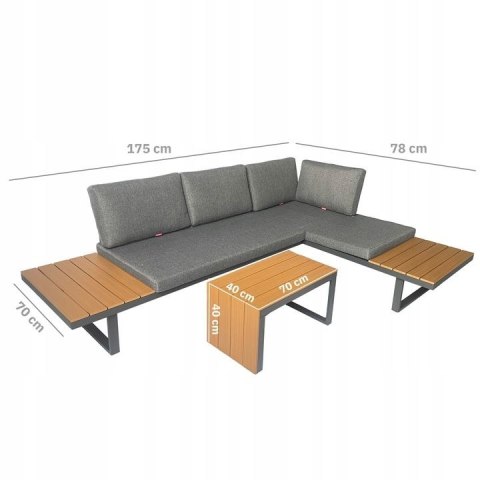 GARDENSELECT ZESTAW MEBLI OGRODOWYCH narożnik sofa stolik LEKKI komplet gród ALUMINIUM GARDENSELECT ZESTAW MEBLI OGRODOWYCH narożnik sofa stolik LEKKI komplet gród ALUMINIUM