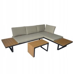 GARDENSELECT ZESTAW MEBLI OGRODOWYCH narożnik sofa stolik LEKKI komplet gród ALUMINIUM