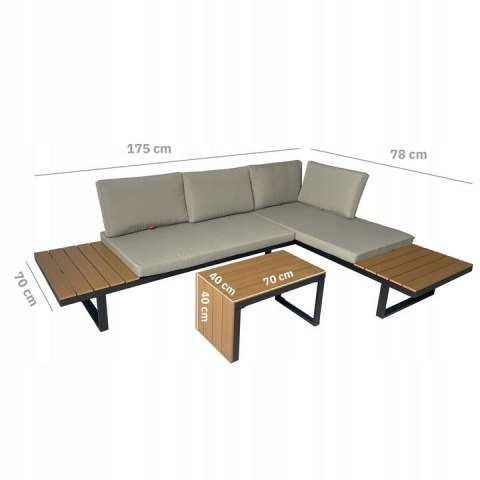 GARDENSELECT ZESTAW MEBLI OGRODOWYCH narożnik sofa stolik LEKKI komplet gród ALUMINIUM GARDENSELECT ZESTAW MEBLI OGRODOWYCH narożnik sofa stolik LEKKI komplet gród ALUMINIUM