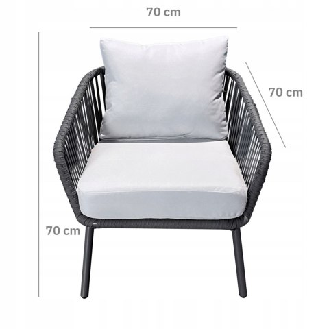NUFORMA Komplet mebli ogrodowych stolik + 2 fotele aluminiowe z technorattanu NUFORMA Komplet mebli ogrodowych stolik + 2 fotele aluminiowe z technorattanu