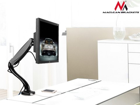 Uchwyt biurkowy do monitora Maclean, gazowy siłownik, USB 3.0, 13"-27", 6 kg, czarny, MC-673 Uchwyt biurkowy do monitora Maclean, gazowy siłownik, USB 3.0, 13"-27", 6 kg, czarny, MC-673