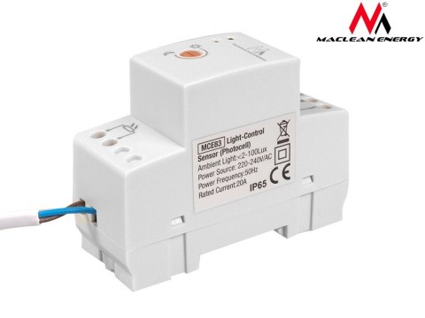 Wyłącznik zmierzchowy Maclean,na szynę DIN, z zewnętrzną sondą, 220-240V/AC, 50Hz, 20A, MCE83 Wyłącznik zmierzchowy Maclean,na szynę DIN, z zewnętrzną sondą, 220-240V/AC, 50Hz, 20A, MCE83