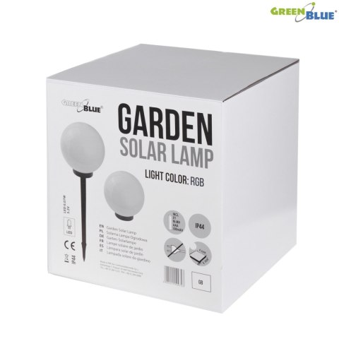 Solarna lampa GreenBlue, wolnostojąca, ogrodowa, kula 25x25x58cm, RGB LED, GB165 Solarna lampa GreenBlue, wolnostojąca, ogrodowa, kula 25x25x58cm, RGB LED, GB165