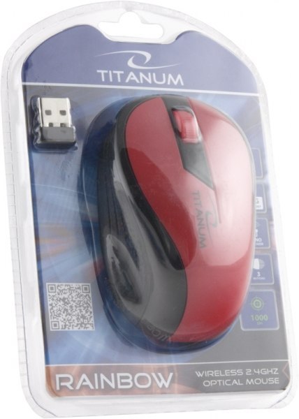 TM114R Titanum mysz bezprz. 2.4ghz 3d opt. usb rainbow czerwona TM114R Titanum mysz bezprz. 2.4ghz 3d opt. usb rainbow czerwona