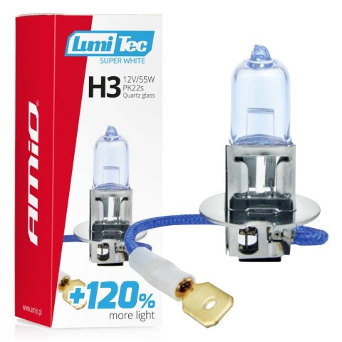 Żarówka halogenowa h3 12v 55w lumitec super white +120% amio-02136 Żarówka halogenowa h3 12v 55w lumitec super white +120% amio-02136