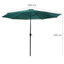 GARDENSELECT PARASOL OGRODOWY DUŻY SOLIDNY SKŁADANY 3 M Z KORBKĄ REGULACJA XL ZIELONY