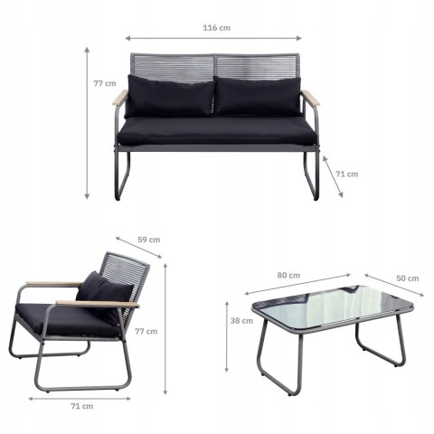 GARDENSELECT ZESTAW MEBLI OGRODOWYCH KRZESŁA KANAPA STOLIK KOMPLET MEBLI Z TECHNORATANU GARDENSELECT ZESTAW MEBLI OGRODOWYCH KRZESŁA KANAPA STOLIK KOMPLET MEBLI Z TECHNORATANU