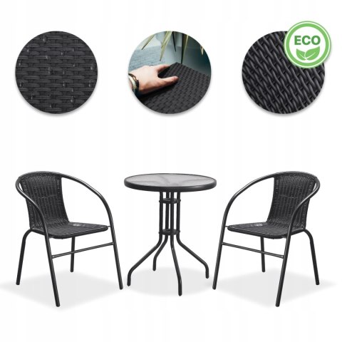 GARDENSELECT Zestaw mebli ogrodowych CALM, stolik, krzesła, komplet mebli z technoratanu GARDENSELECT Zestaw mebli ogrodowych CALM, stolik, krzesła, komplet mebli z technoratanu
