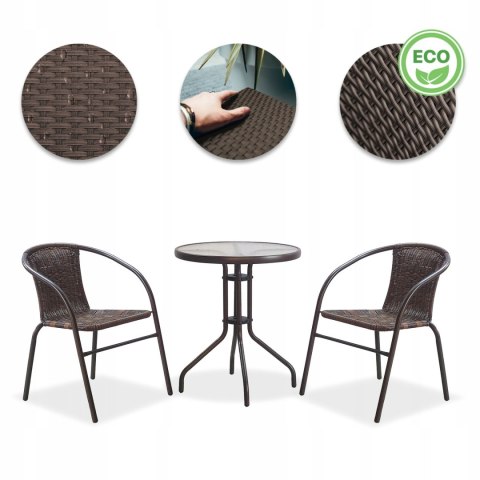 GARDENSELECT Zestaw mebli ogrodowych CALM, stolik, krzesła, komplet mebli z technoratanu GARDENSELECT Zestaw mebli ogrodowych CALM, stolik, krzesła, komplet mebli z technoratanu