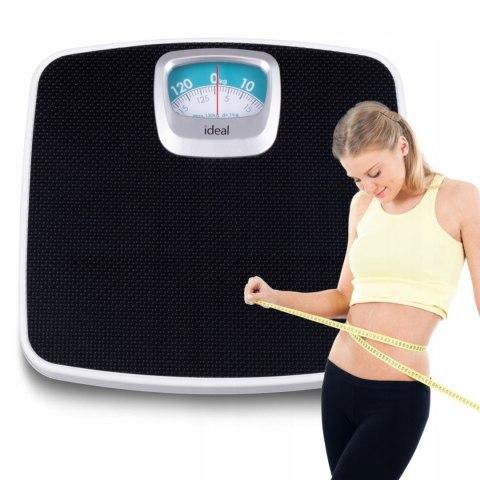 IDEAL Mechaniczna waga łazienkowa, klasyczna, analogowa do 130kg - Czarna IDEAL Mechaniczna waga łazienkowa, klasyczna, analogowa do 130kg - Czarna